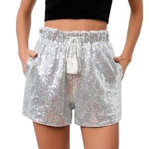 Women's Summer Sequins Shorts High Waist Size 3XL